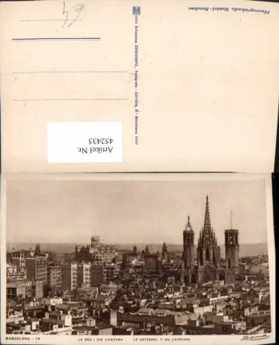 452435,Spain Barcelona La Catedral y via Layetana Teilansicht Kirche