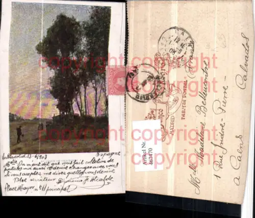 467470,Künstler AK Spain Al Toque de Oraciones Landschaft Bäume