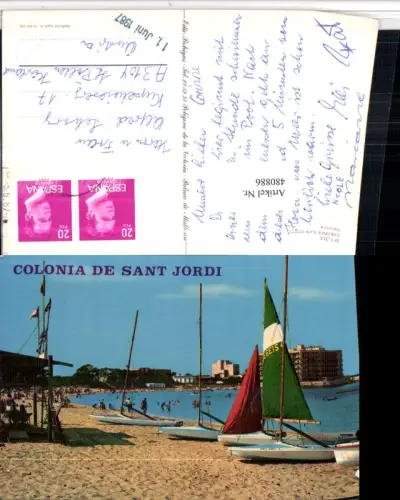 480886,Spain Mallorca Sant Jordi Strandleben Strand Boote