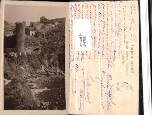 493788,Spain Tossa Teilansicht Turm Bucht Boote