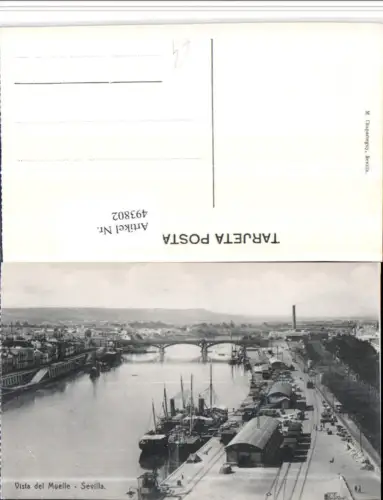 493802,Spain Sevilla Vista del Muelle Teilansicht Brücke Dampfer
