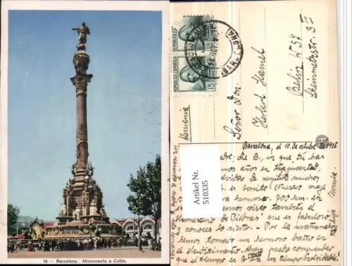 510335,Spain Barcelona Monumento a Colon Säule