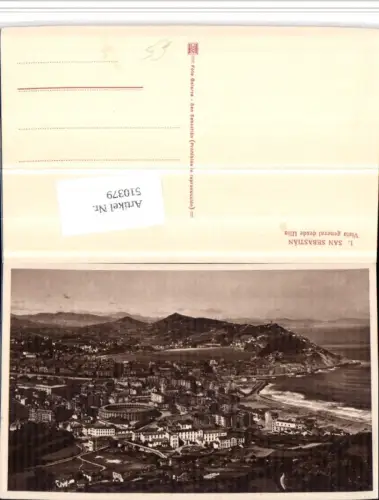 510379,Spain San Sebastian Vista general desde Ulia Totale Bergkulisse