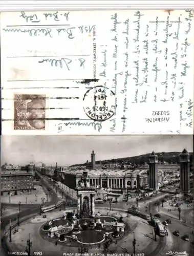 510392,Spain Barcelona Plaza Espana y Marques del Duero Kreisverkehr