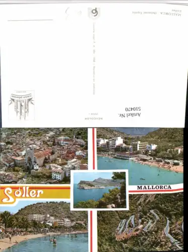 510470,Spain Mallorca Soller Totale Strand Mehrbildkarte
