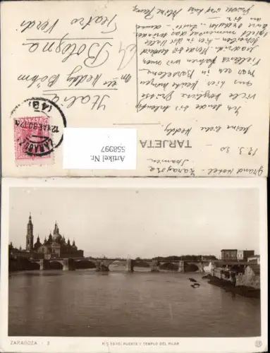 558997,Spain Zaragoza Saragossa Rio Ebro Puente y Templo del Pilar Brücke