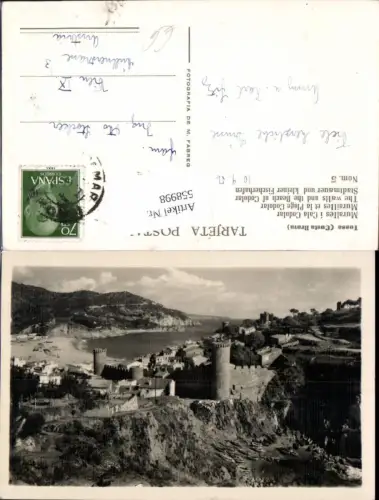 558998,Spain Tossa de Mar Costa Brava Muralles i Cala Codolar Stadtmauer Fischerhafen