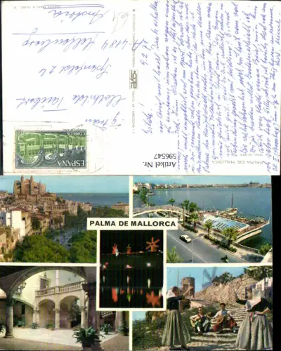 596547,Mehrbild Ak Palma de Mallorca Kathedrale Tracht Volkstypen Windmühle Spain
