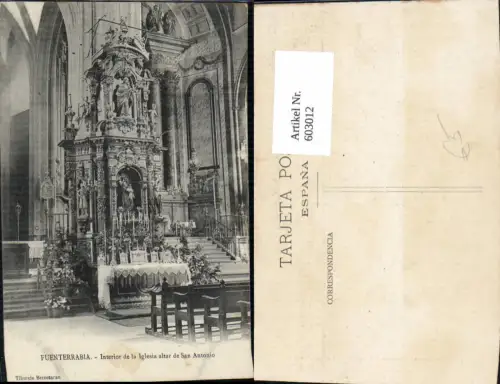 603012,Fuenterrabia Hondarribia Interior de la Iglesia altar de San Antonio Kirche Spain