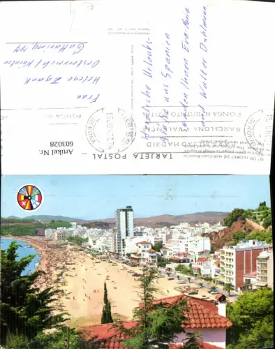 603028,Lloret de Mar Costa Brava La Villa y su gran playa Strand Strandleben Spain