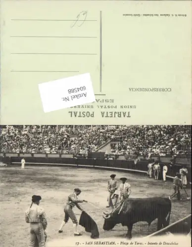 604588,tolle AK San Sebastian Stierkampf Plaza de Toros Matador Spain Stier Baskenland