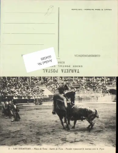 604589,tolle AK San Sebastian Stierkampf Plaza de Toros Matador Spain Stier Baskenland