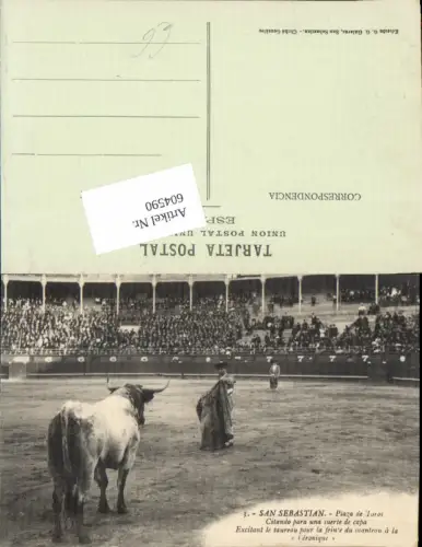 604590,tolle AK San Sebastian Stierkampf Plaza de Toros Matador Spain Stier Baskenland
