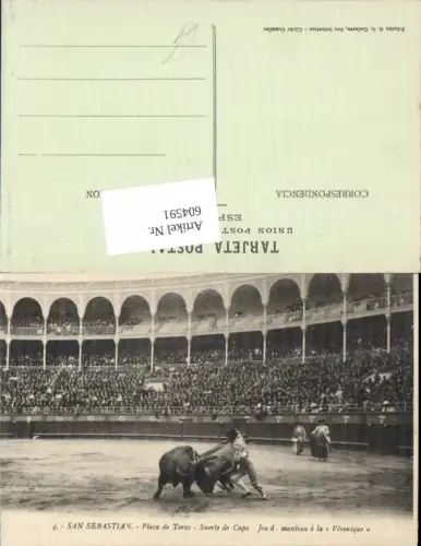 604591,tolle AK San Sebastian Stierkampf Plaza de Toros Matador Spain Stier Baskenland