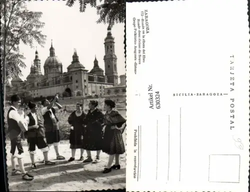 630324,Foto Ak Zaragoza Ronda en la ribera del Ebro Tracht Volkstypen Spain