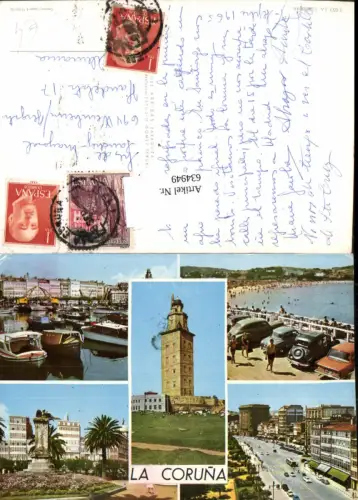 634949,Mehrbild Ak La Coruna Turm Hafen Boote Spain
