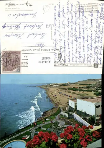 636157,Gran Canaria San Agustin Vista general de la playa Strand Strandleben Spain