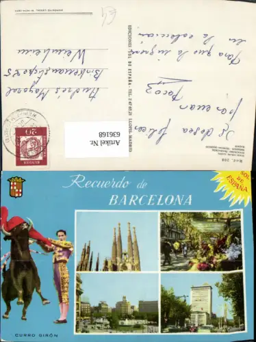 636168,Mehrbild Ak Recuerdo de Barcelona Stier Stierkampf Spain