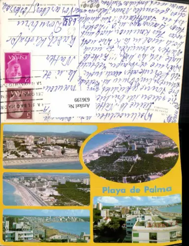 636199,Mehrbild Ak Playa de Palma Mallorca Strand Spain