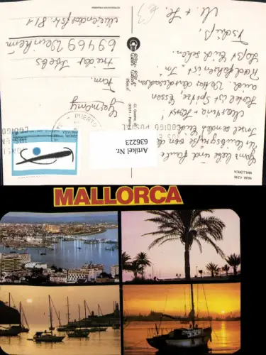 636223,Mehrbild Ak Mallorca Palma Segelboote Palme Spain