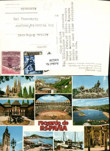 636228,Mehrbild Ak Barcelona Malaga Madrid Granada Plaza del Toros Sevilla Spain