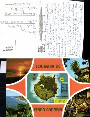 636230,Mehrbild Ak Souvenir de Gran Canaria Lagekarte Spain