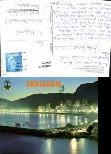 636271,Benidorm Puerto y playa Poniente de noche Hafen Strand b. Nacht Spain