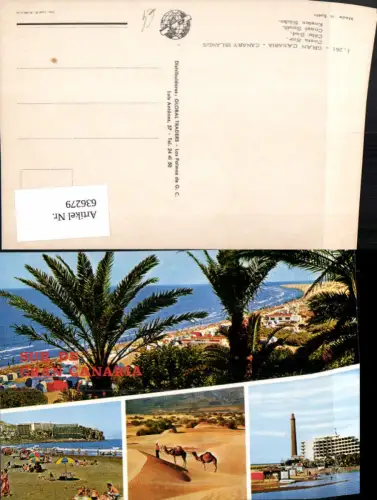 636279,Mehrbild Ak Gran Canaria Costa Sur Süden Strandleben Kamel Spain