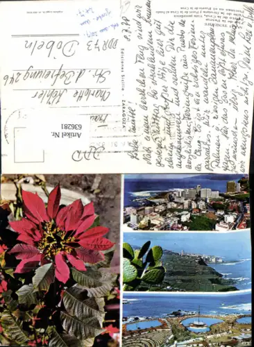 636281,Mehrbild Ak Tenerife Teneriffa Puerto de la Cruz Vista panoramica Blume Spain
