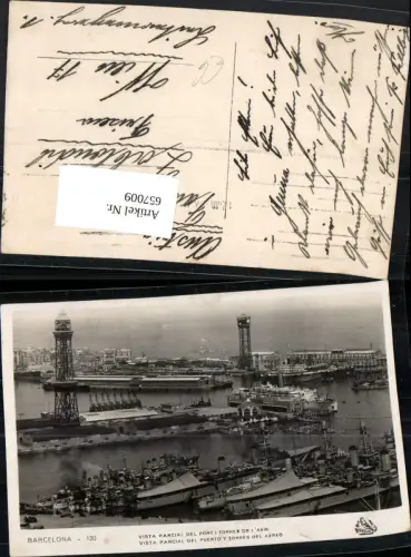 657009,Barcelona Vista Parcial del Port i Torres de l Aeri Hafen Schiffe Spain