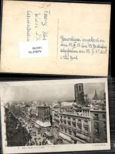 144190,Barcelona Teilansicht Ramblas 1920