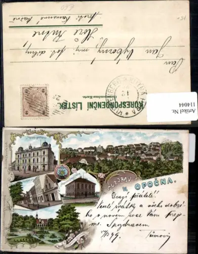 114044,Tolle Litho Pozdrav z Opocna Opocno Opotschno Glatz Königgrätz 1898