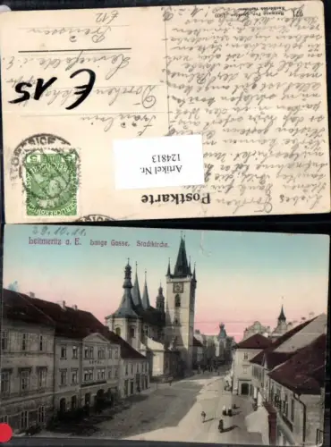 124813,Leitmeritz Litomerice Lange Gasse Stadtkirche Tolle Karte 1909 pub Poy 971
