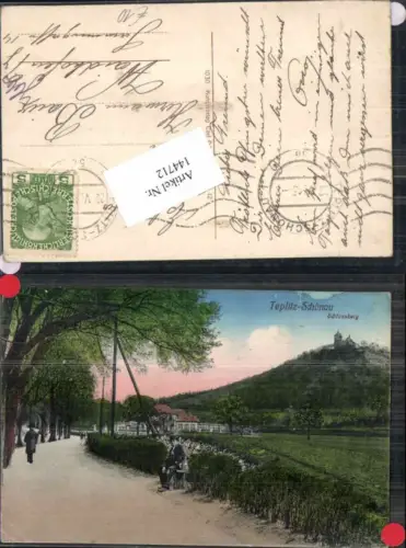 144712,Teplitz Teplice Schönau Schlossberg Wegansicht 1915