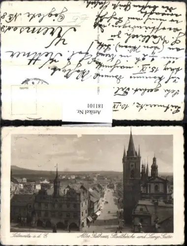 181101,Aussig Usti nad Labem Leitmeritz Litomerice a. d. Elbe Altes Rathaus Stadtkirche u. Lange Gasse