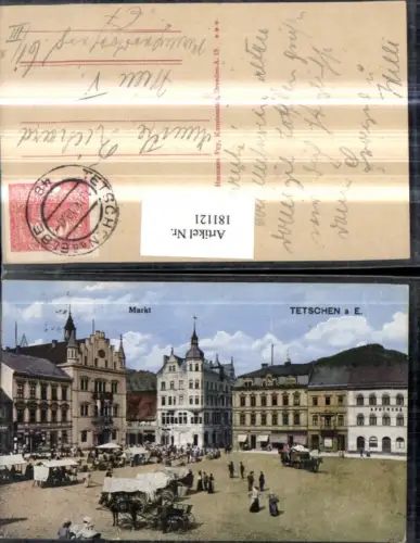 181121,Aussig Usti nad Labem Tetschen Decin a. Elbe Markt Platz Ortsansicht