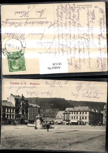 181124,Aussig Usti nad Labem Tetschen a. E. Decin Marktplatz Platz Ortsansicht Hotel Stadt Prag