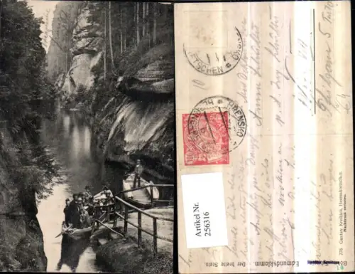 256316,Edmundsklamm Der breite Stein Partie Ruderboote b. Herrnskretschen Hrensko