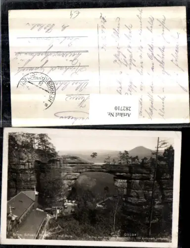 282710,Böhmische Schweiz Prebischtor Brücke m. Hotel b. Hrensko Herrnskretschen