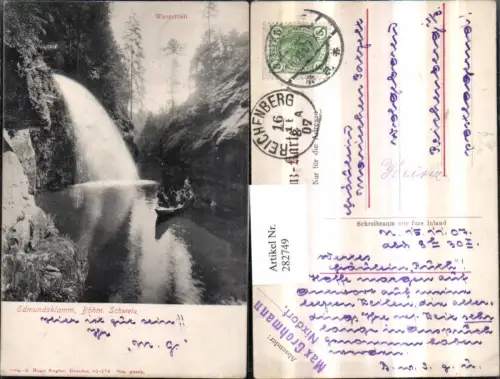 282749,Böhmische Schweiz Edmundsklamm Wasserfall b. Hrensko Herrnskretschen