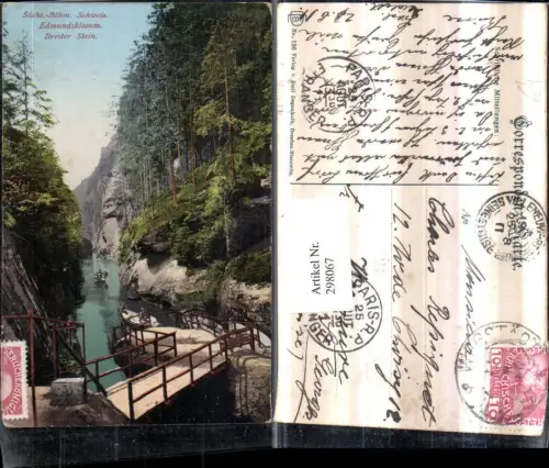 298067,Sächsisch-Böhmische Schweiz Edmundsklamm Breiter Stein b. Hrensko Herrnskretschen