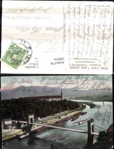 298076,Tetschen Decin Schloss u. Kettenbrücke Brücke
