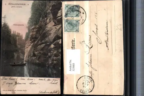 325803,Edmundsklamm Kamnitzklamm b. Hrensko Herrnskretschen Klammfamilie Boot