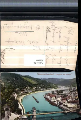 325809,Tetschen-Bodenbach Decin Teilansicht Elbepartie m. Obergrund Brücke
