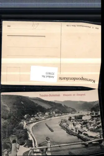 325853,Tetschen-Bodenbach Decin Elbepartie m. Obergrund Brücke