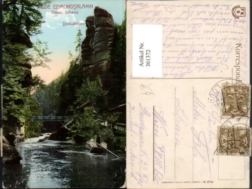 361372,Böhmische Schweiz Wilde Edmundsklamm Dreifußfelsen b. Hrensko Herrnskretschen