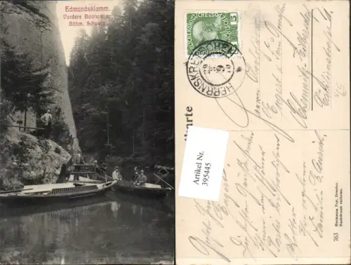 395445,Böhmische Schweiz Edmundsklamm b. Hrensko Bootstation pub Hermann Poy 763