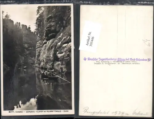 395446,Böhmische Schweiz Edmunds-Klamm m. Klamm-Familie b. Hrensko Boote
