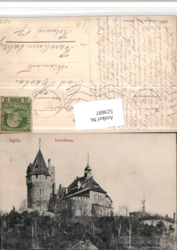 523697,Teplitz Teplice Schlossberg Turm pub Hermann Poy 1865