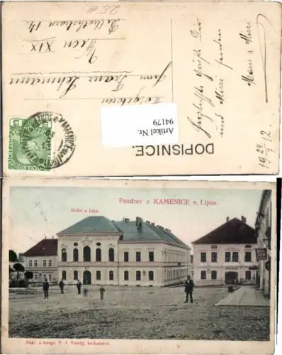 94179,Pozdrav z Kamenice n. Lipou Kamnitz Hotel Pelhrimov